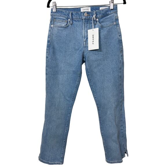 NWT Frame Denim Le High Waist Ankle Straight Leg Jean Caye Sand Lyocell Blend 27 - Picture 1 of 7